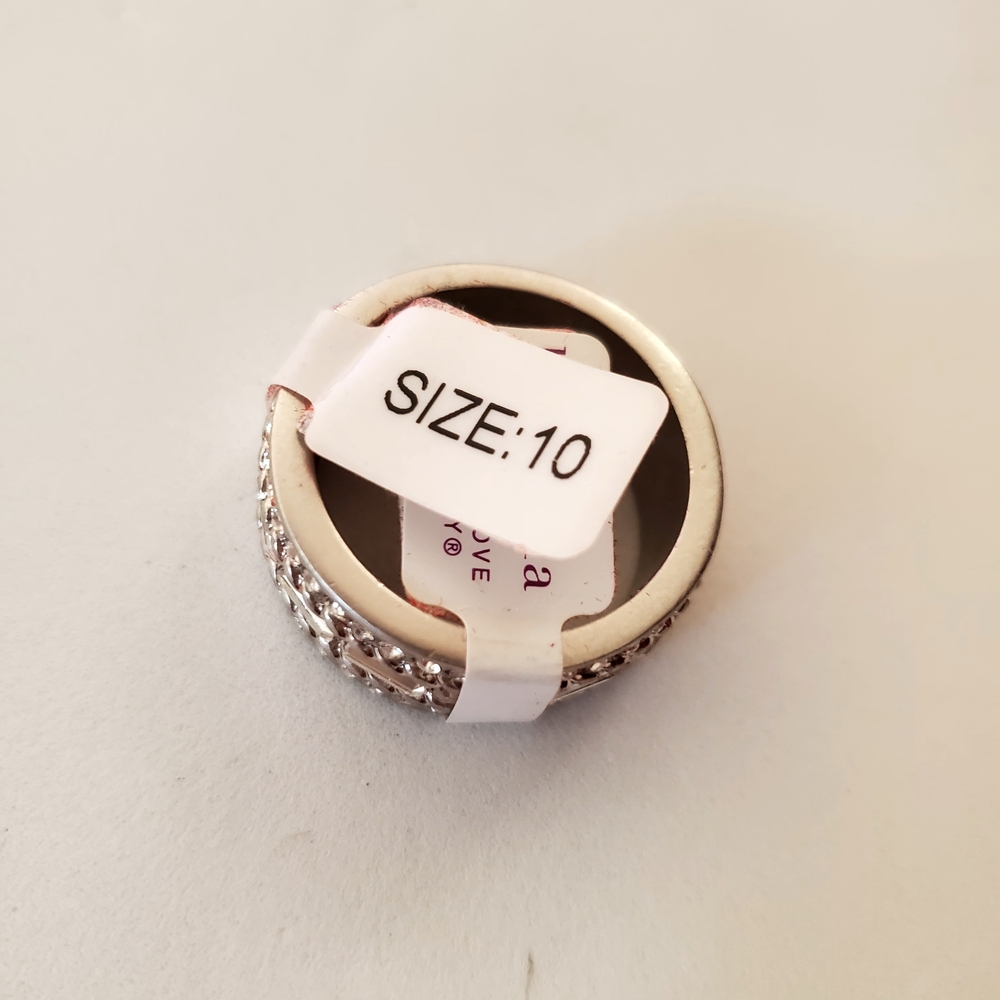 Lia Sophia Silver Crystal Ring Sz 10 New In Box Retired Cocktail - Wedding Style - Picture 5 of 11